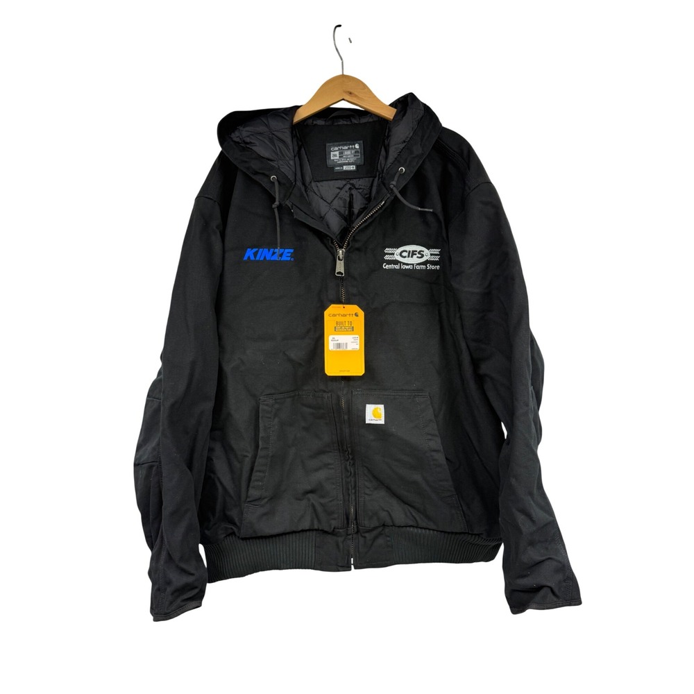 Carhartt J130-M Men 2XL Black Loose Fit Washed Duck Insulated NWT Embroidered